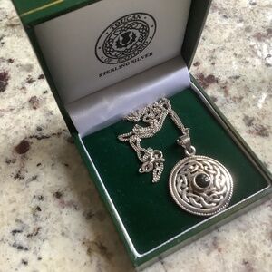 Sterling silver celtic onyx necklace